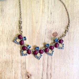 The Limited Necklace‎ Jeweled Maroon and Gray with Gold NWT Crystals